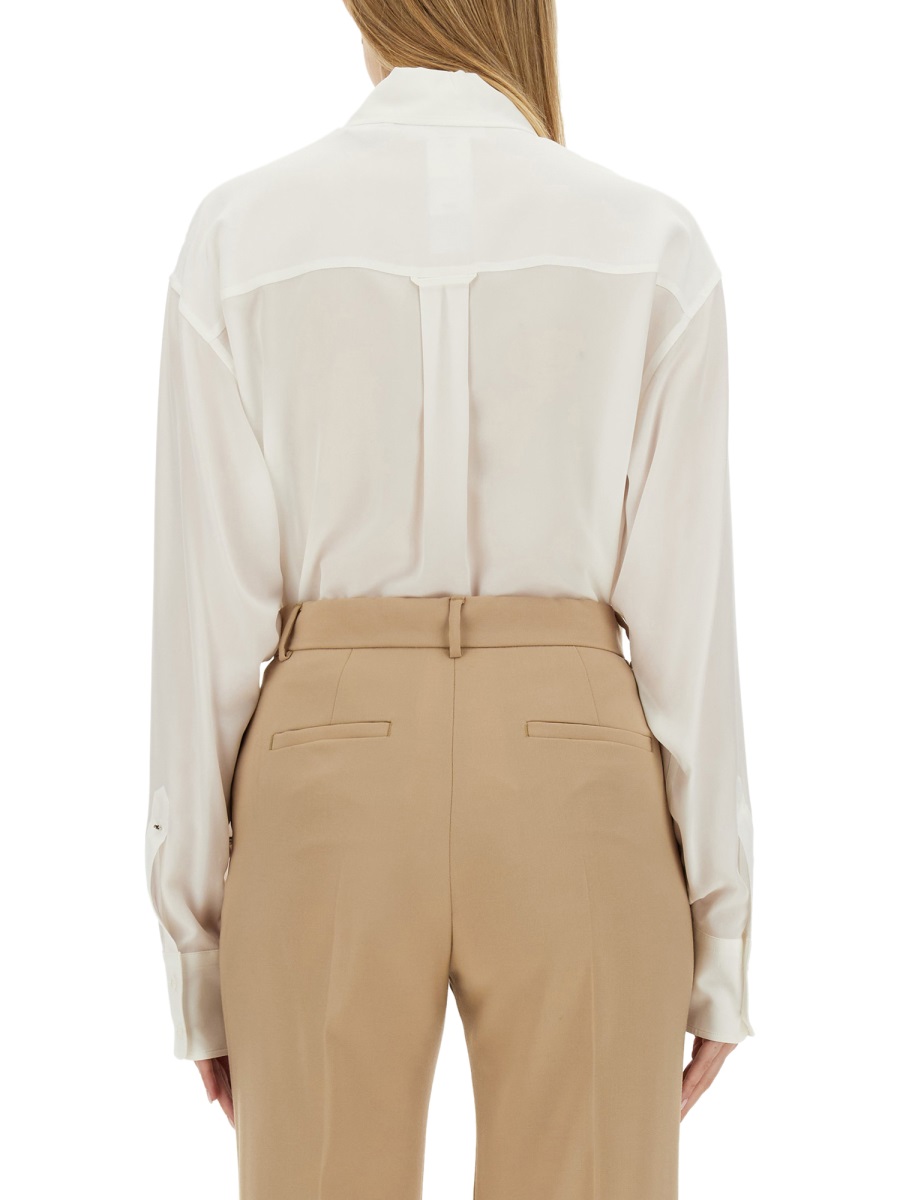 Sportmax Classic White Shirt With Pointed Collar And Pleat Detail Wit