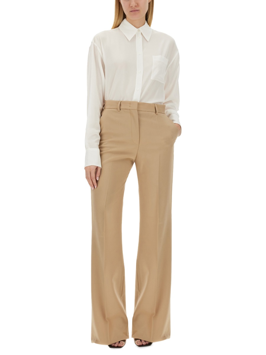 Sportmax Classic White Shirt With Pointed Collar And Pleat Detail Wit
