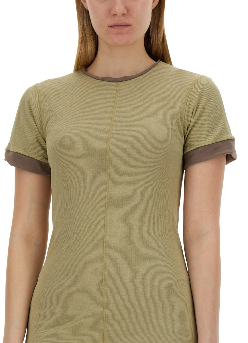 Sportmax Fitted Mini Dress With Layered Hem And Contrasting Trim Groen