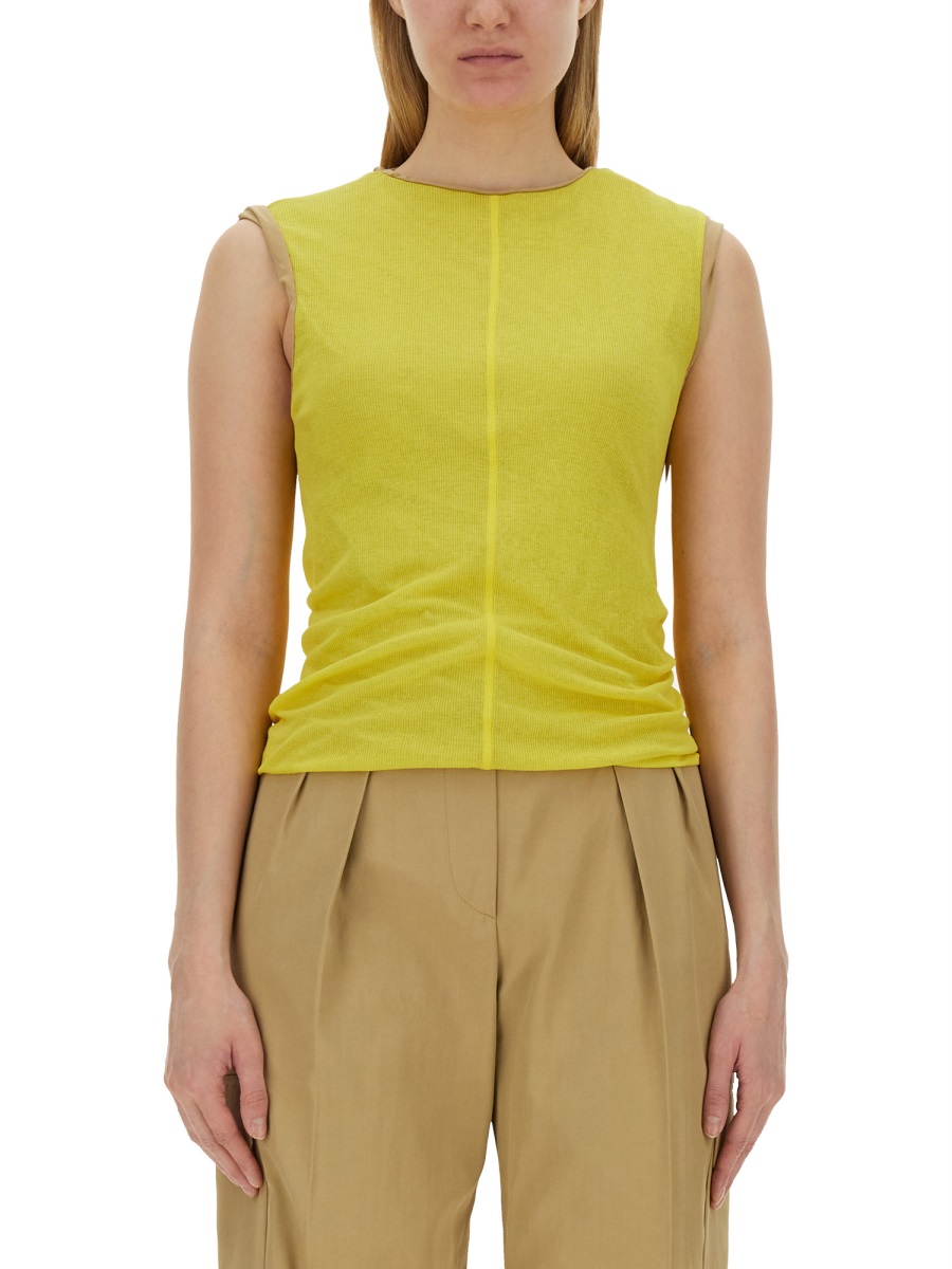 Sportmax Sleeveless Round Neck Top with Vertical Seam Detail Neutraal
