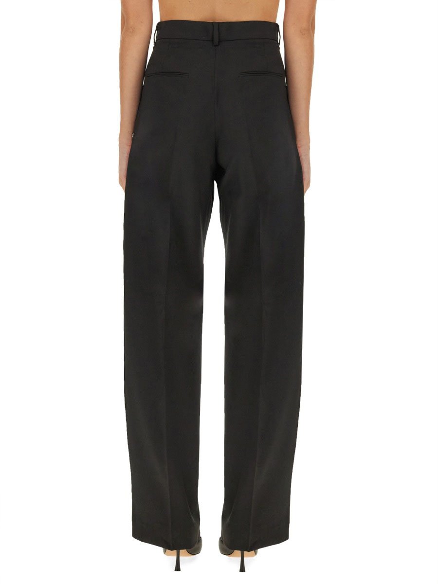Sportmax High-Waisted Straight-Leg Virgin Wool Pants Zwart