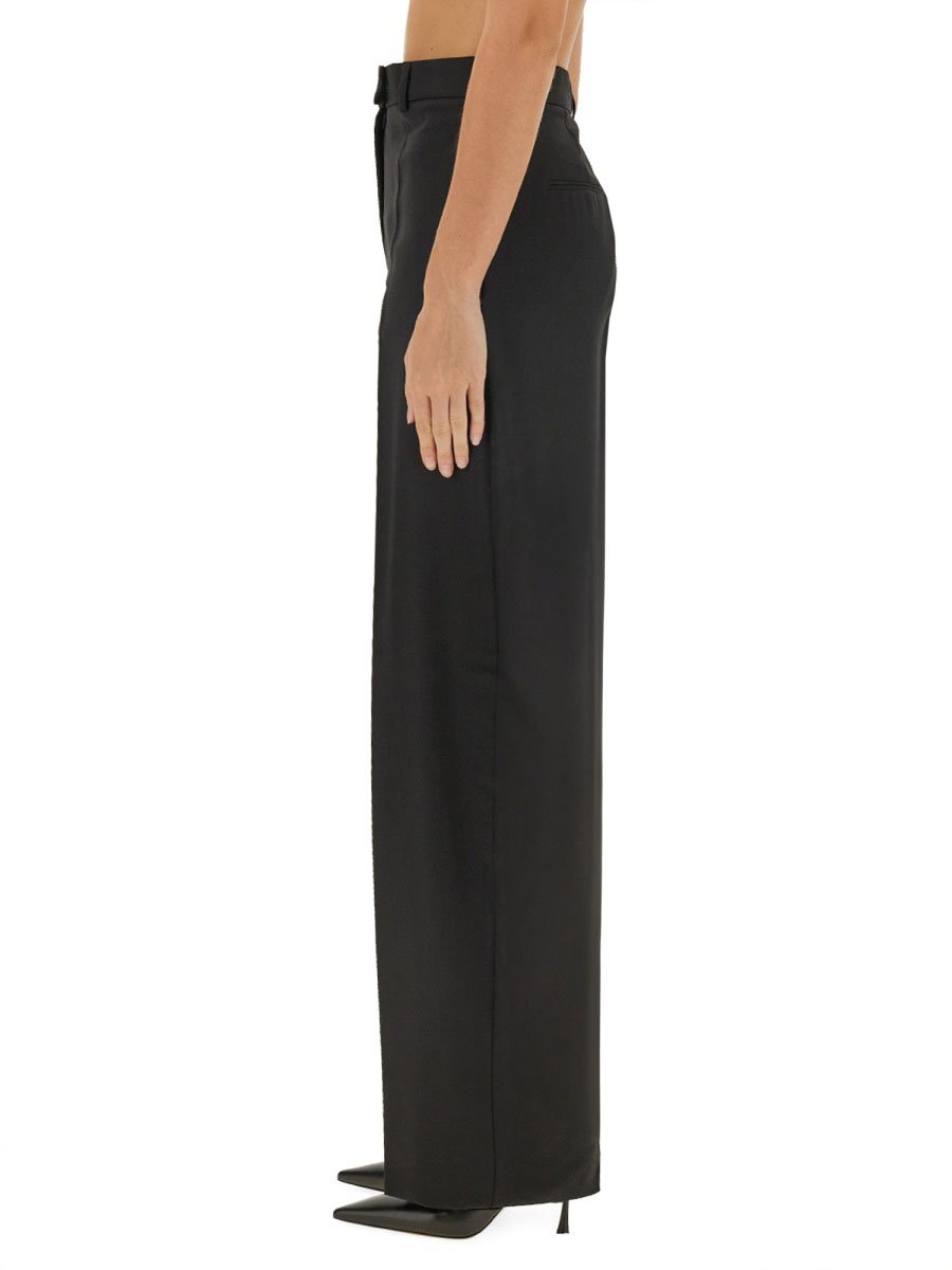 Sportmax High-Waisted Straight-Leg Virgin Wool Pants Zwart