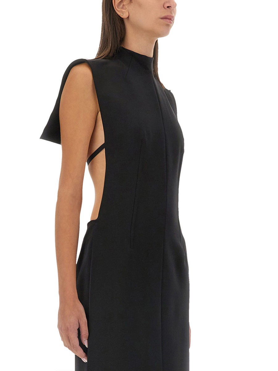 Sportmax Structured Black Midi Dress With High Neckline Zwart