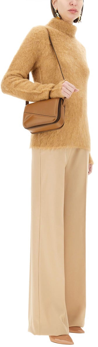 Sportmax High-Waisted Wide-Leg Pants With Clean Front Design Neutraal