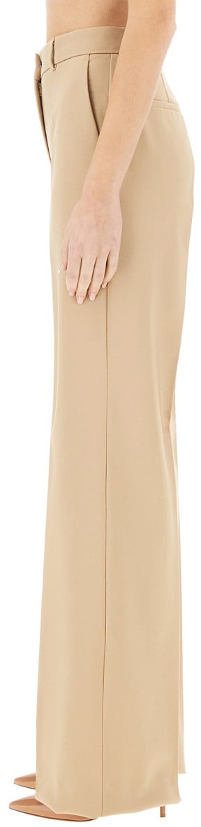 Sportmax High-Waisted Wide-Leg Pants With Clean Front Design Neutraal