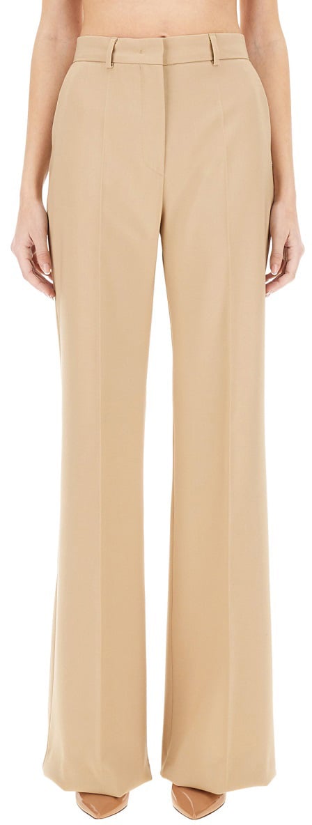 Sportmax High-Waisted Wide-Leg Pants With Clean Front Design Neutraal