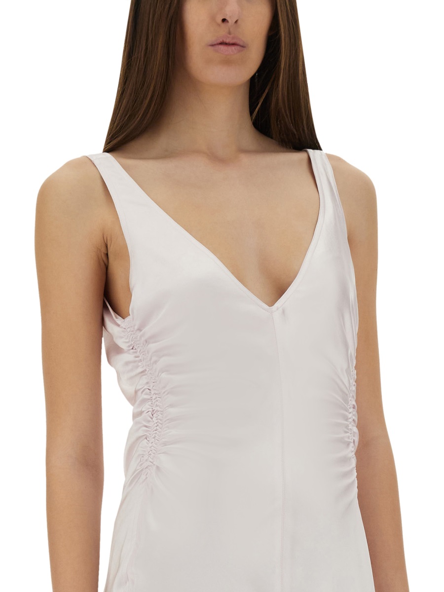 Sportmax Long Dress With Deep V-Neckline And Flared Hem Wit