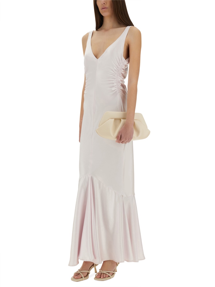 Sportmax Long Dress With Deep V-Neckline And Flared Hem Wit