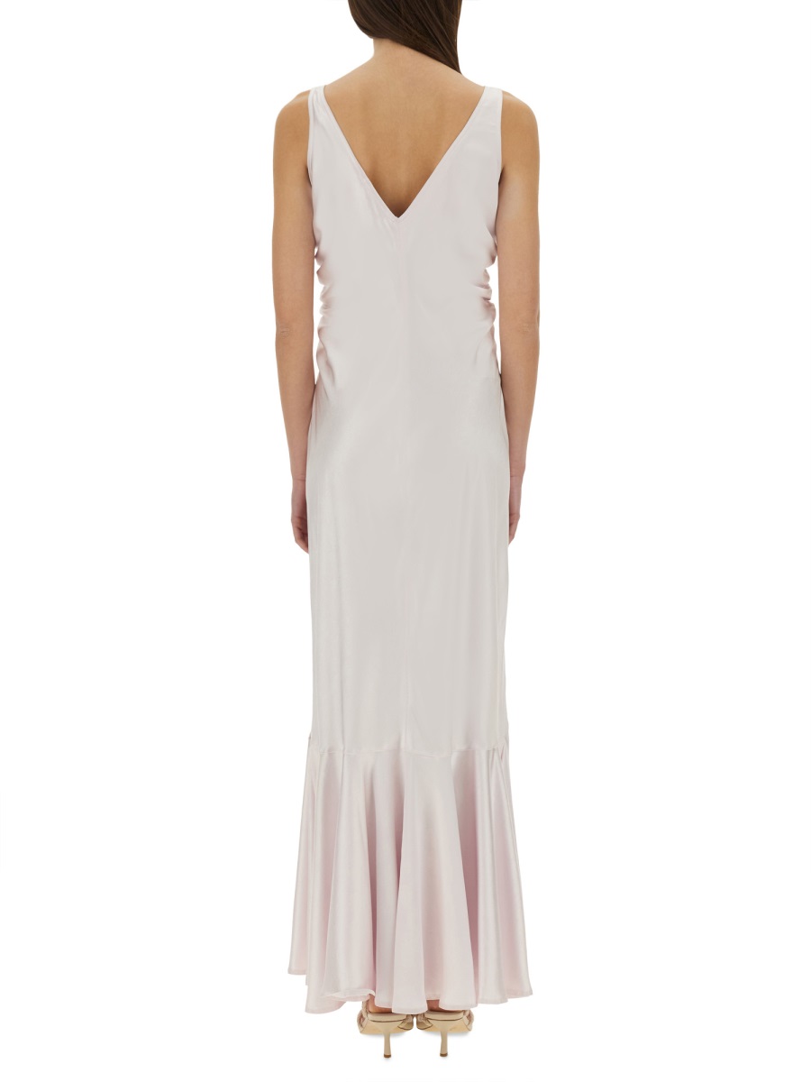 Sportmax Long Dress With Deep V-Neckline And Flared Hem Wit