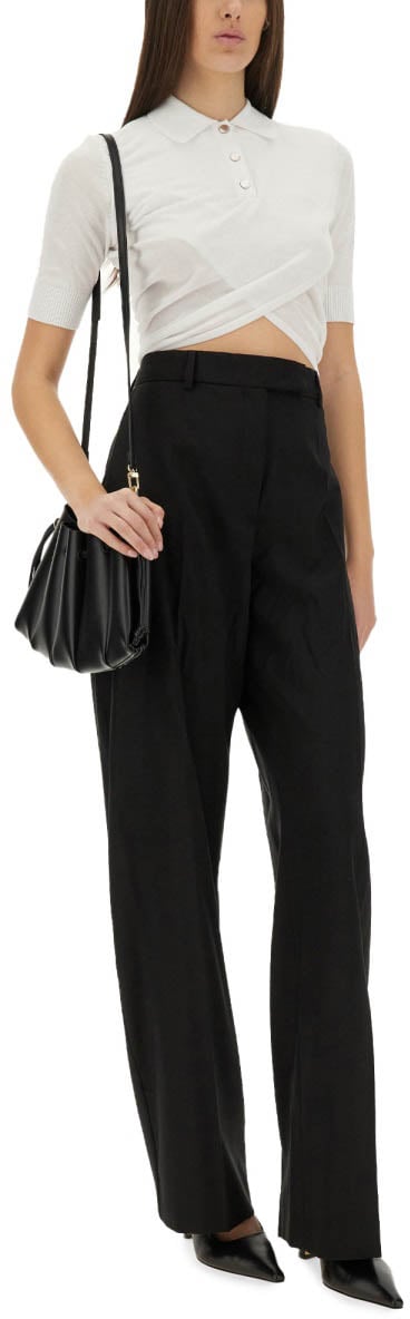 Sportmax Slim Fit Short-Sleeved Top With Polo Collar Zwart