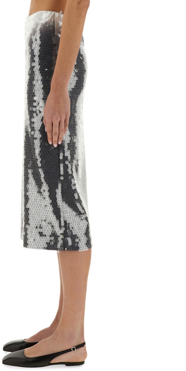 Sportmax Gradient Sequined Midi Skirt With Fitted Silhouette Grijs
