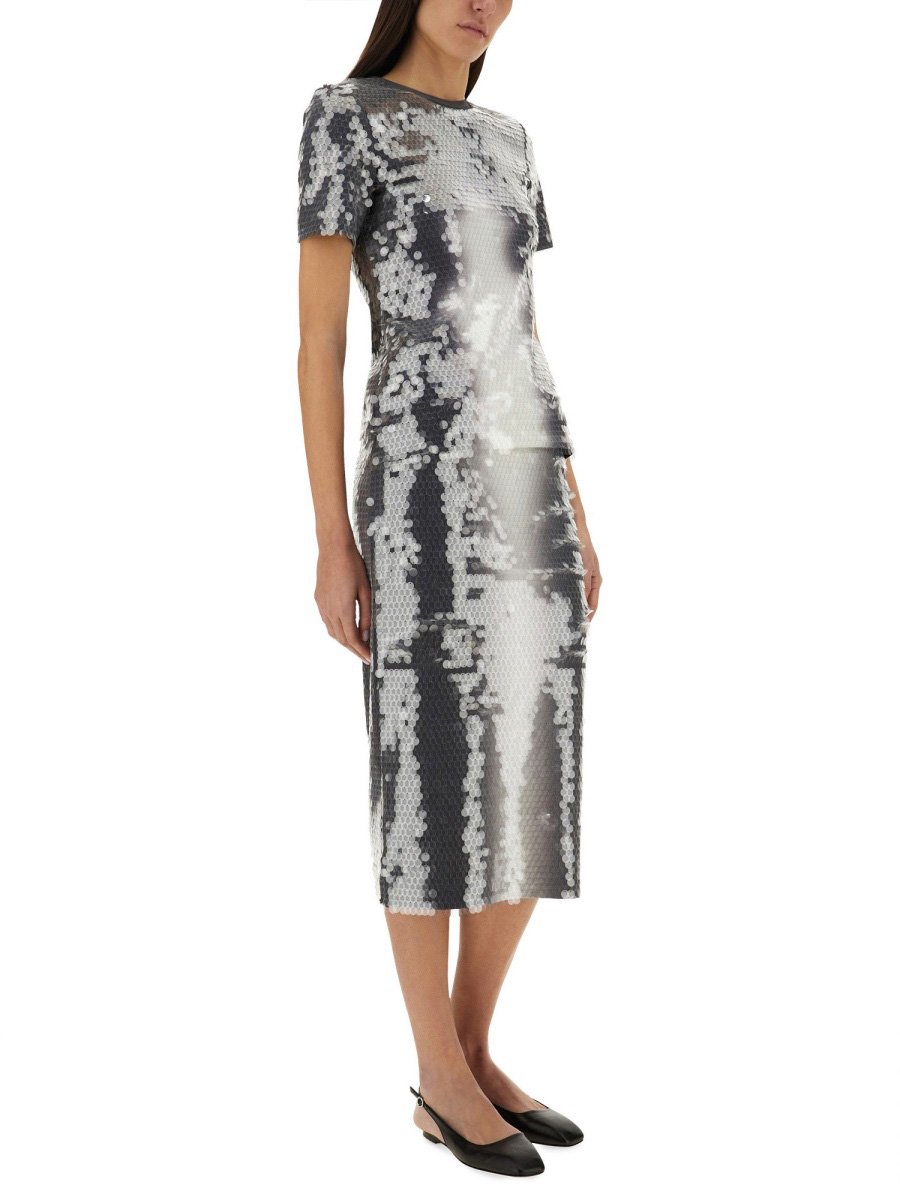 Sportmax Gradient Sequined Midi Skirt With Fitted Silhouette Grijs