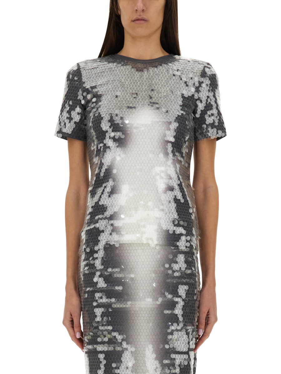 Sportmax Gradient Sequined Fitted Top With Short Sleeves Zilver