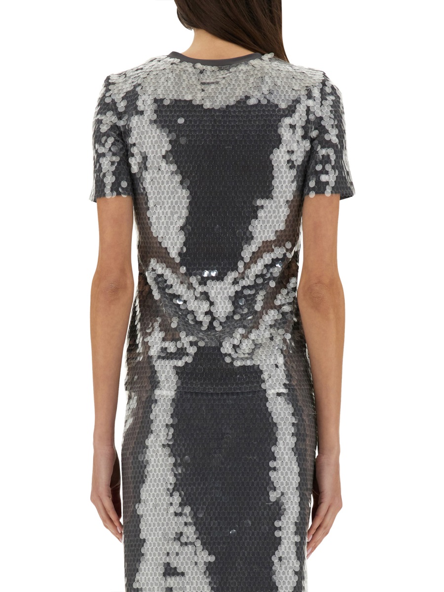Sportmax Gradient Sequined Fitted Top With Short Sleeves Zilver