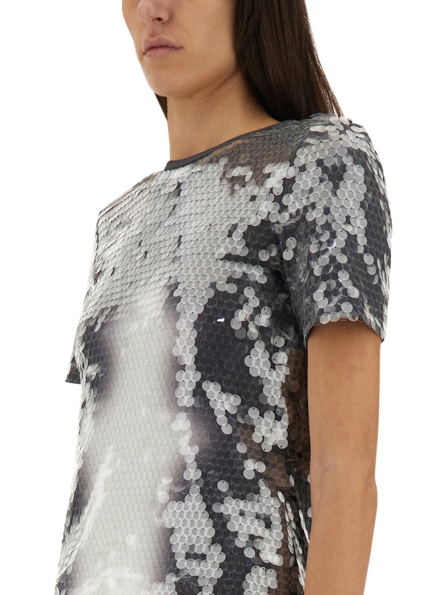 Sportmax Gradient Sequined Fitted Top With Short Sleeves Zilver