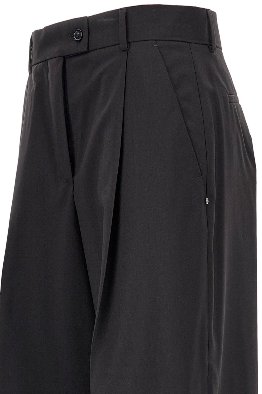 Sportmax Pleated Sail Trousers With Side Pockets And Wide-Leg Design Zwart
