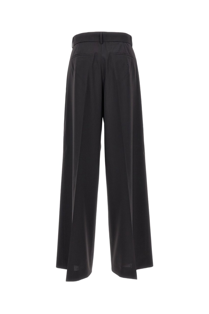 Sportmax Pleated Sail Trousers With Side Pockets And Wide-Leg Design Zwart