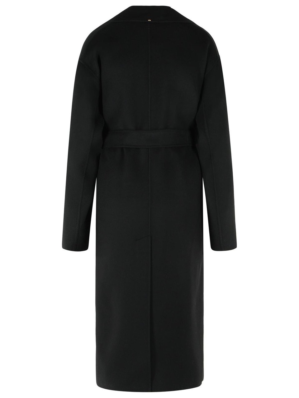 Sportmax Cose' Robe Coat In Pure Black Virgin Wool Zwart