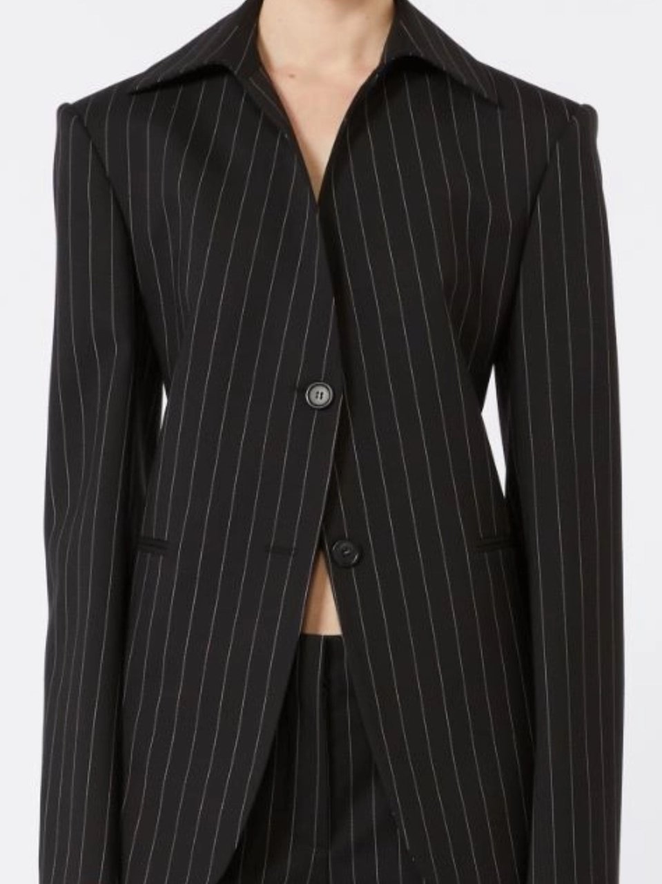 Sportmax Black Pinstripe Single Button Jacket Zwart