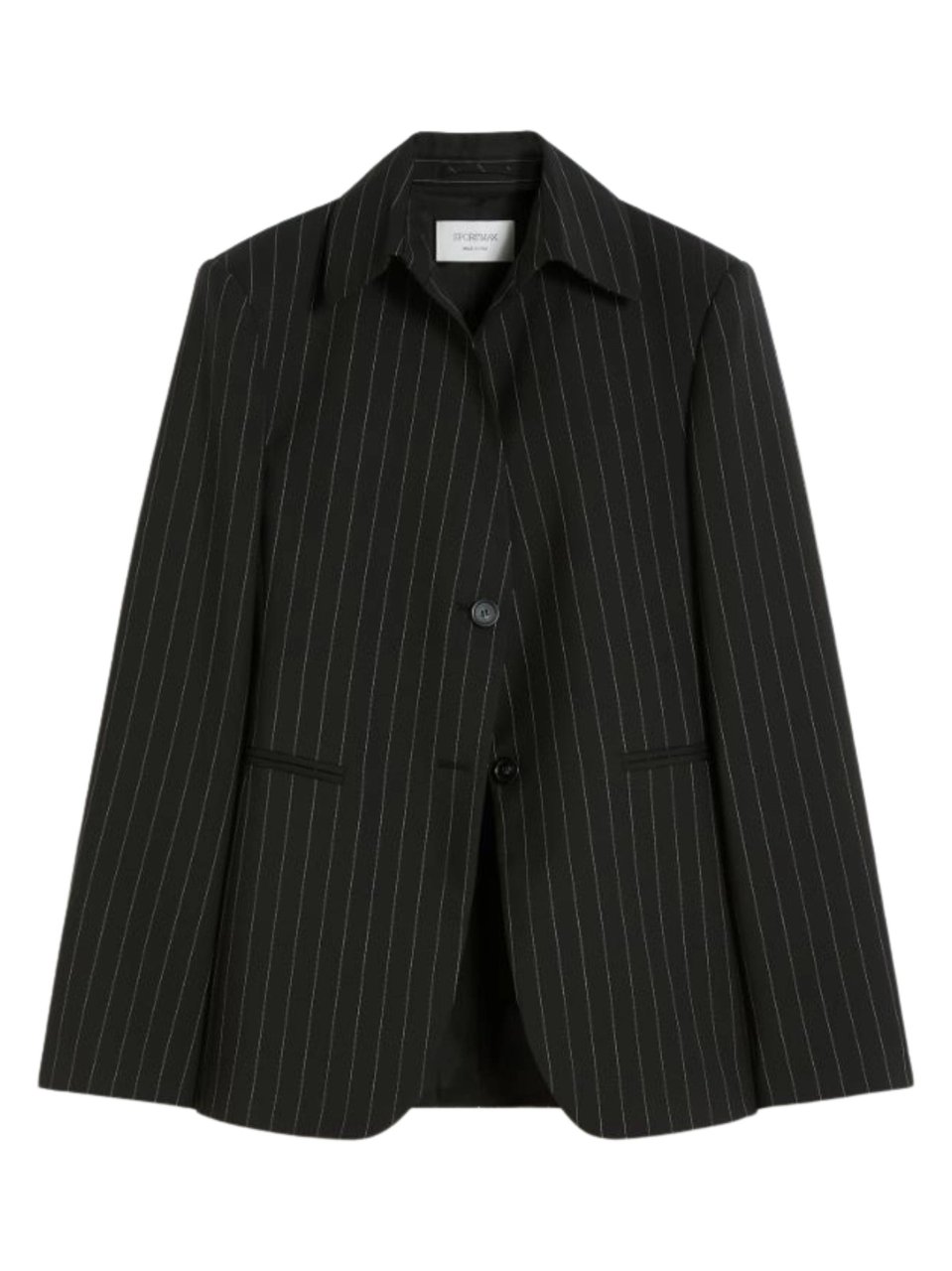 Sportmax Black Pinstripe Single Button Jacket Zwart