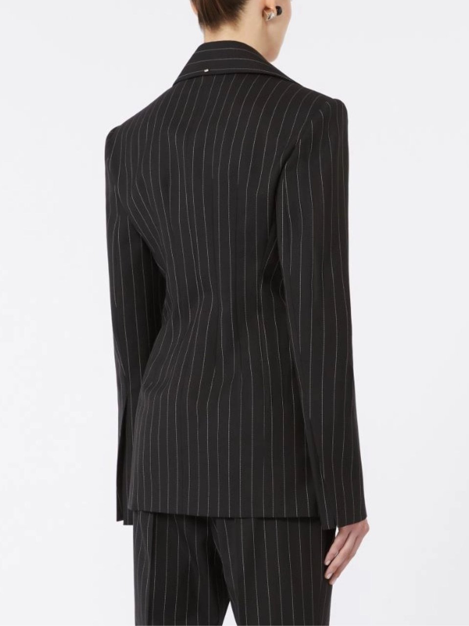 Sportmax Black Pinstripe Single Button Jacket Zwart