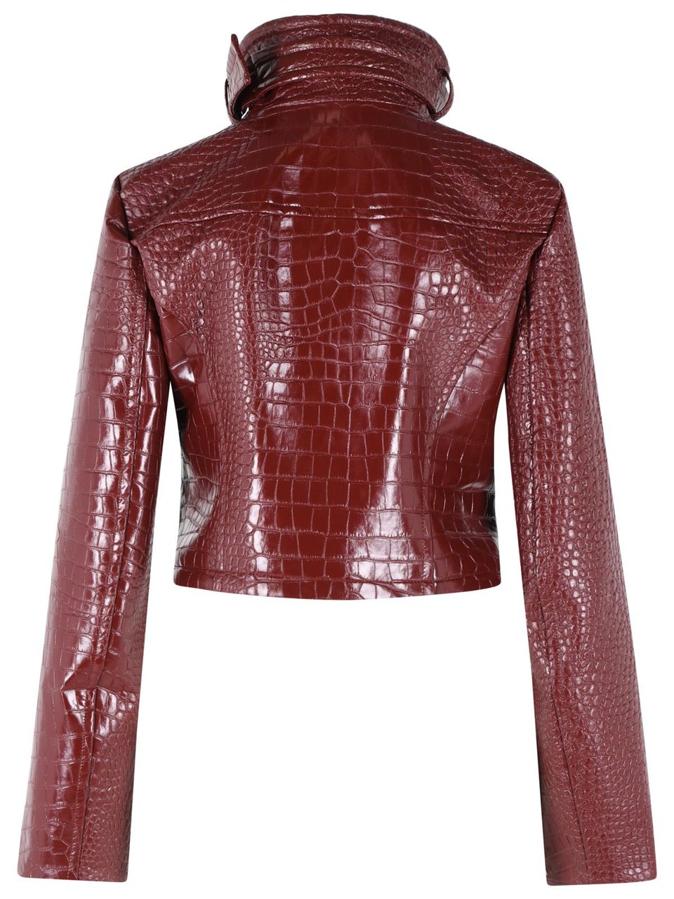 Sportmax 'Sultan' Crop Jacket In Dark Red Alligator Print Patent Leather Maroon