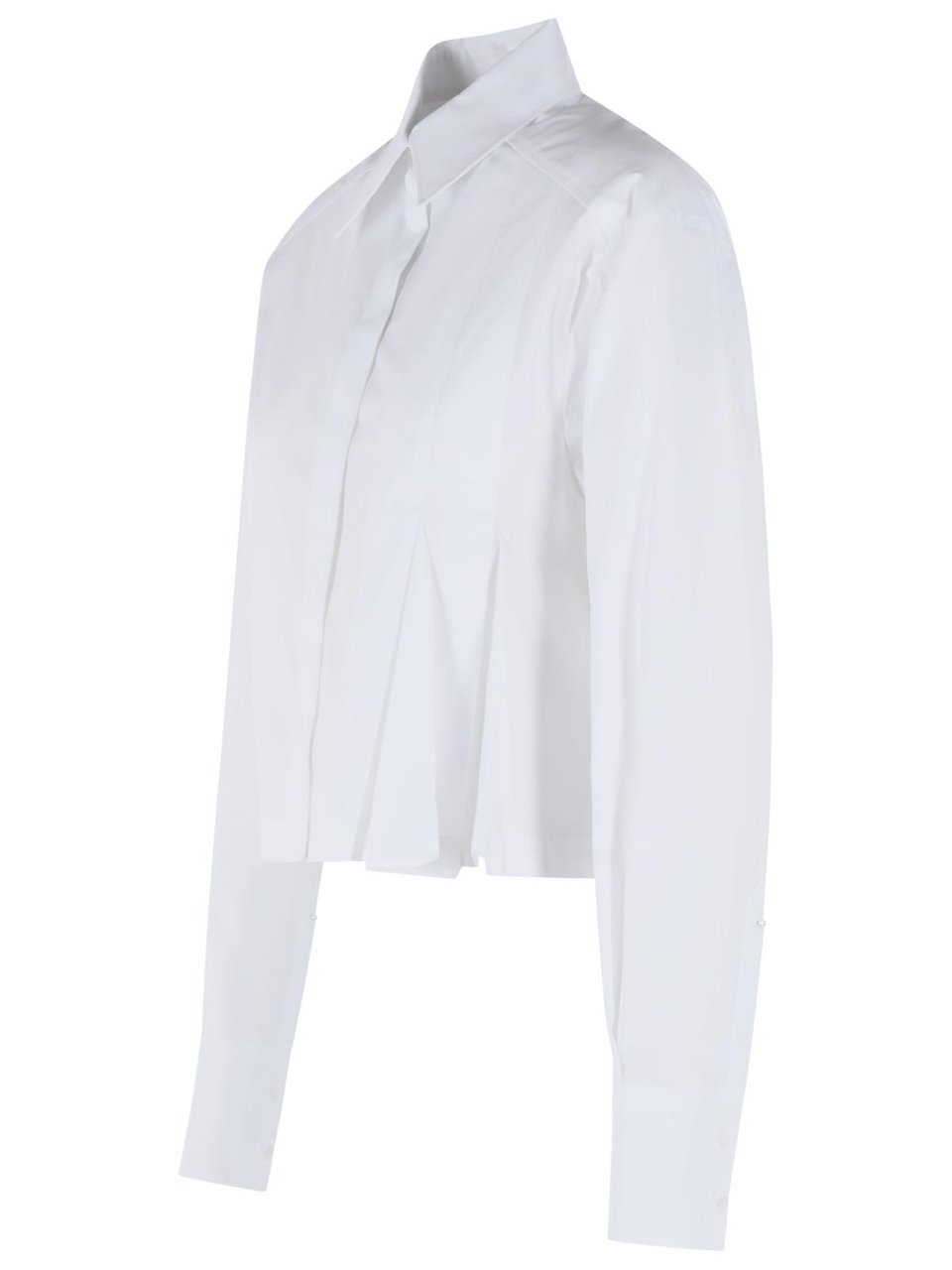 Sportmax Certo' Cropped Shirt In Cotton Poplin Wit