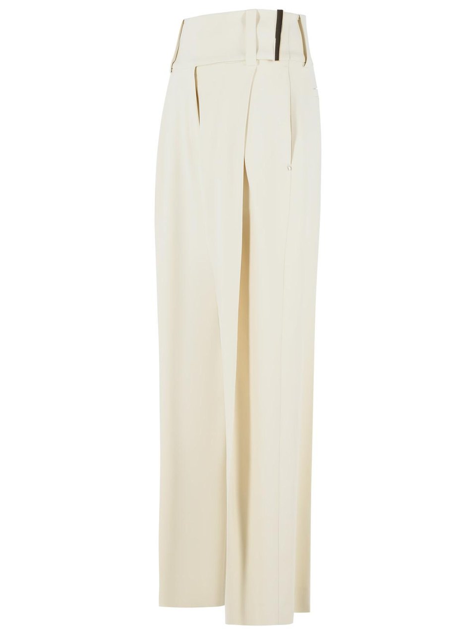 Sportmax 'Oblo' Wide Trousers In Ivory White Stretch Viscose Neutraal