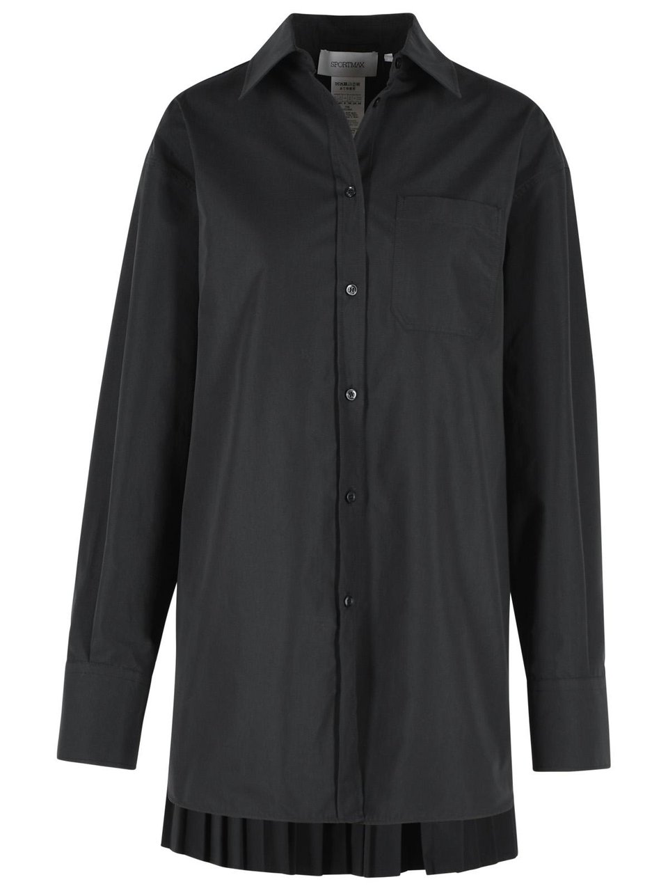 Sportmax 'Nespolo' Black Cotton Blend Shirt Dress Zwart