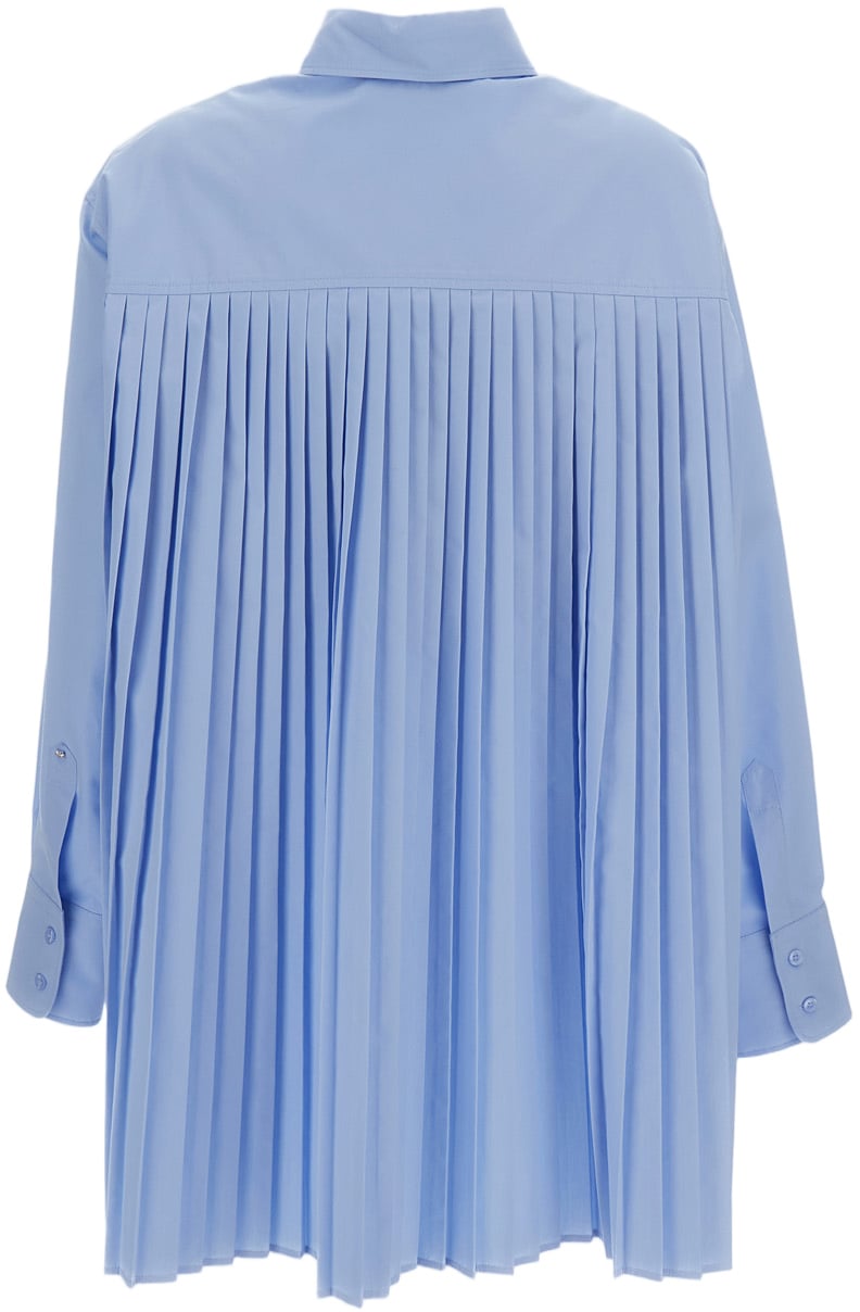 Sportmax Light Blue Nespola Cotton Shirt Dress Blauw