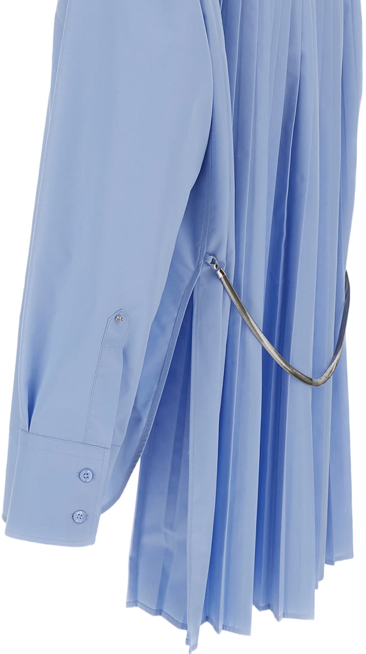 Sportmax Light Blue Nespola Cotton Shirt Dress Blauw