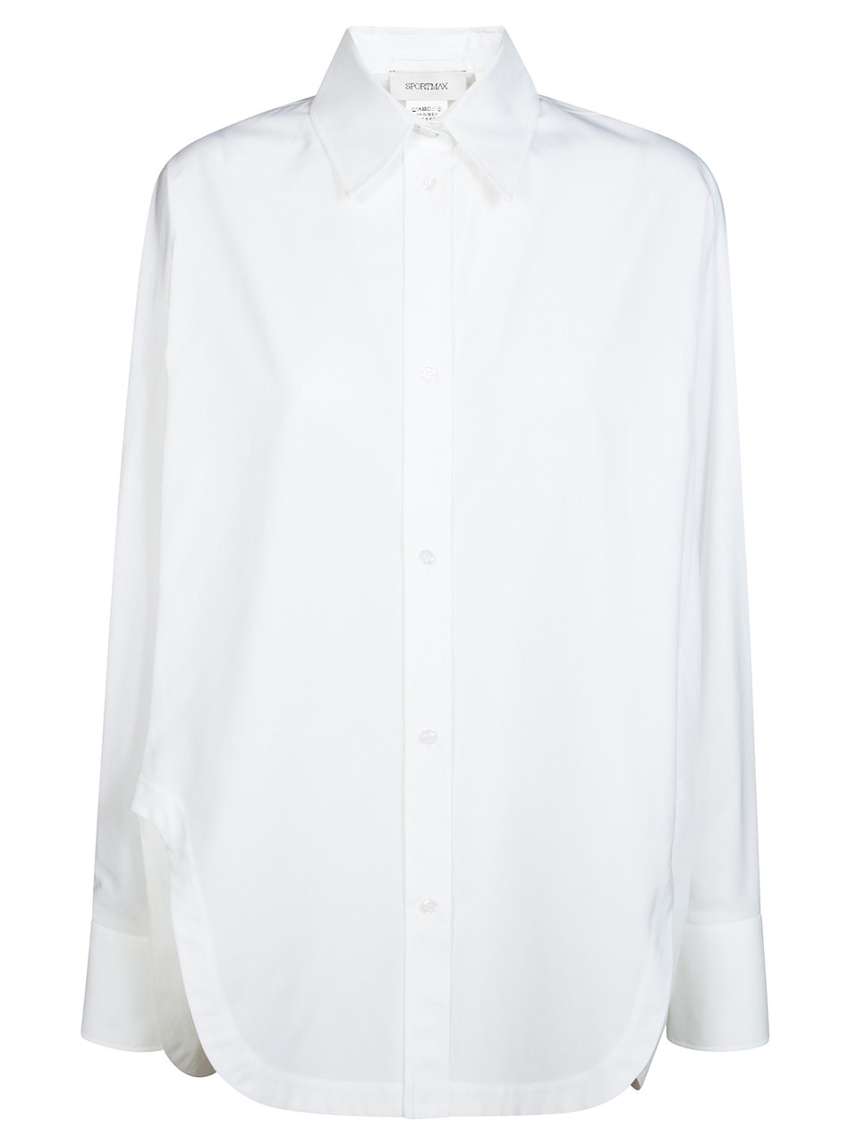Sportmax Oversized Curved Hem Cotton Shirt Wit