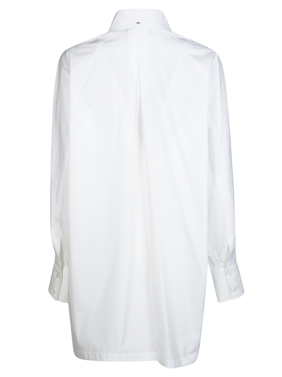 Sportmax Oversized Curved Hem Cotton Shirt Wit