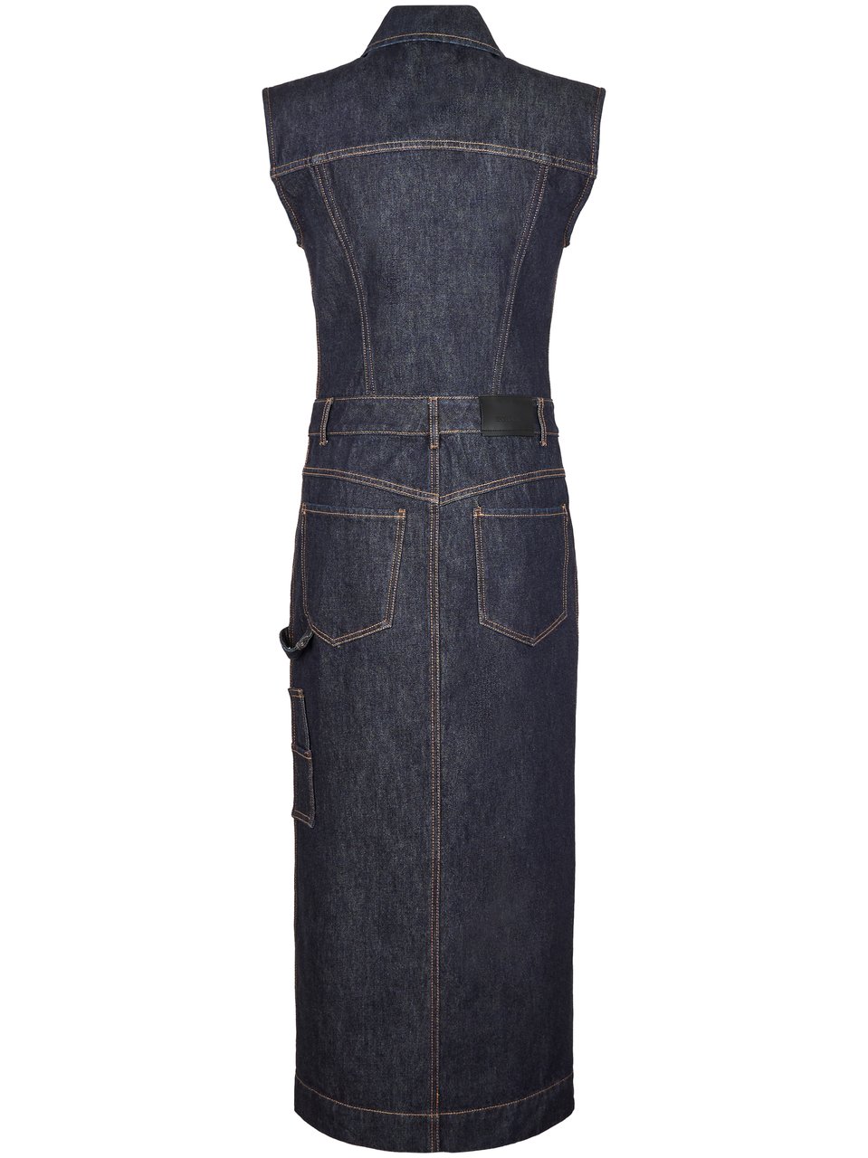 Sportmax Structured Sleeveless Dark Denim Midi Dress Zwart