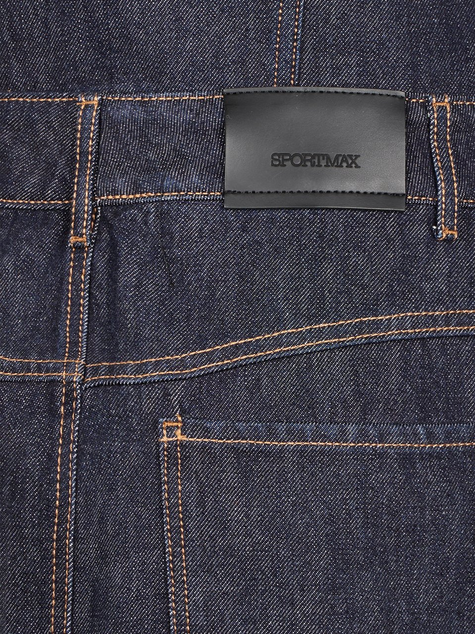 Sportmax Structured Sleeveless Dark Denim Midi Dress Zwart