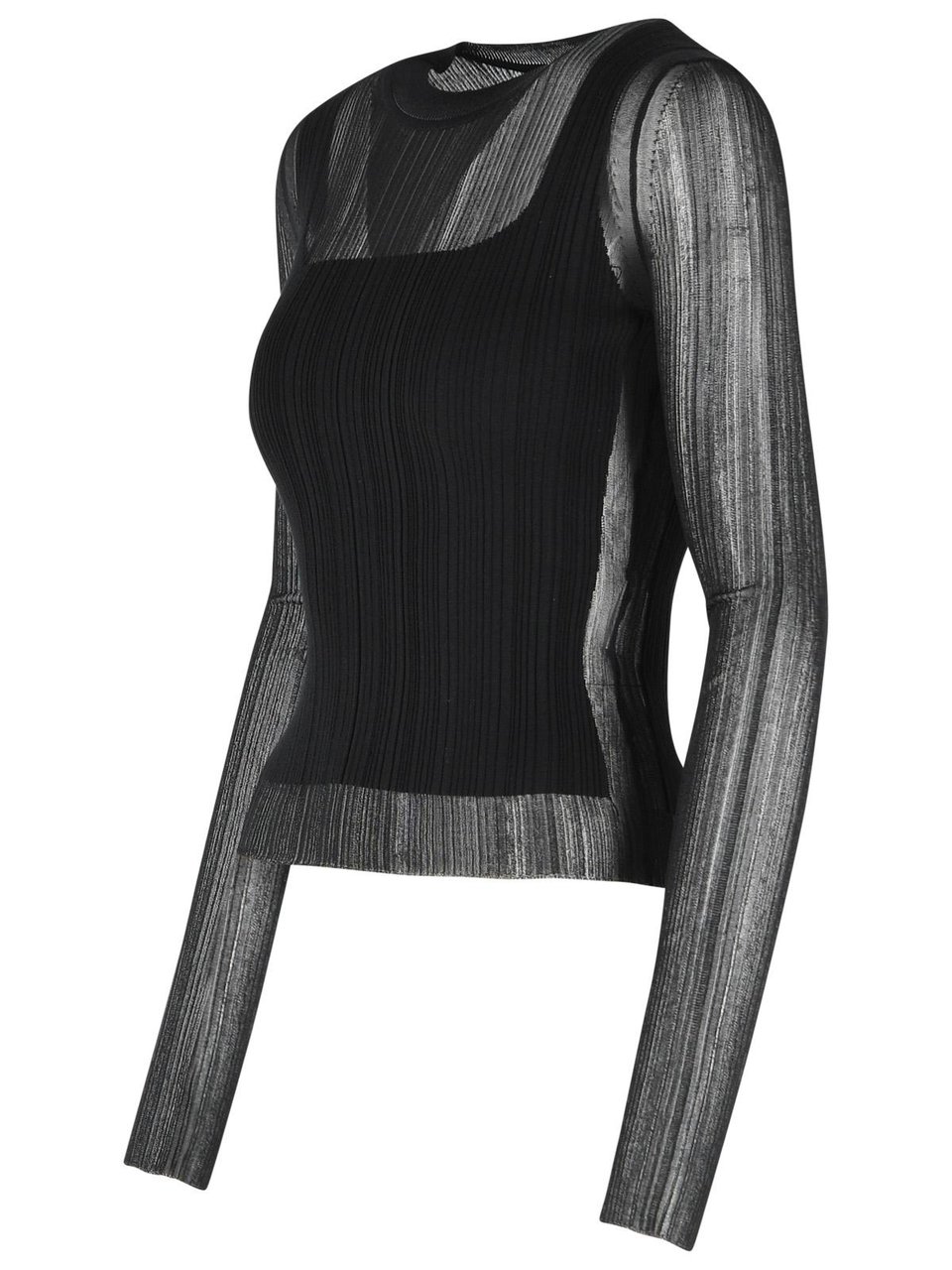 Sportmax 'Buono' Trompe L'Oeil Sweater In Black Viscose Blend Zwart