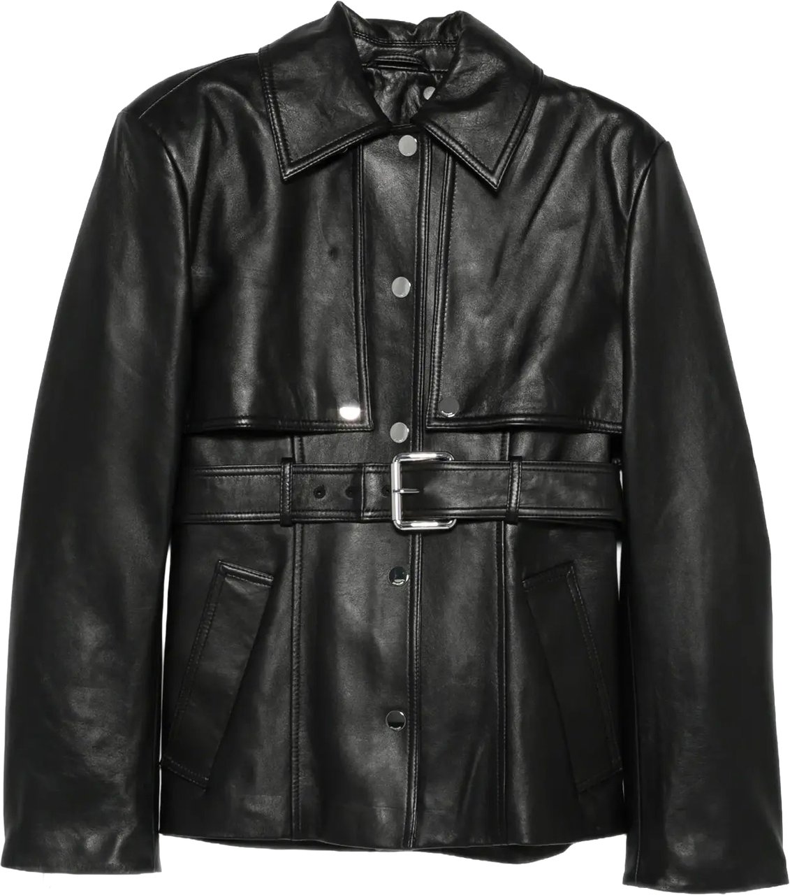 Sportmax Leather Jacket Black Zwart