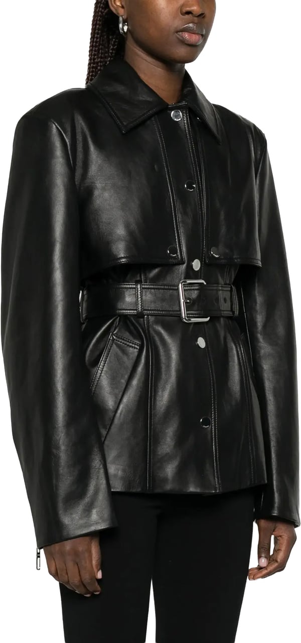 Sportmax Leather Jacket Black Zwart