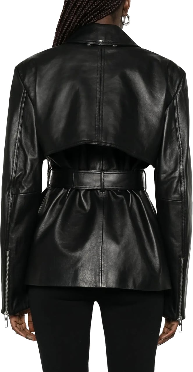 Sportmax Leather Jacket Black Zwart