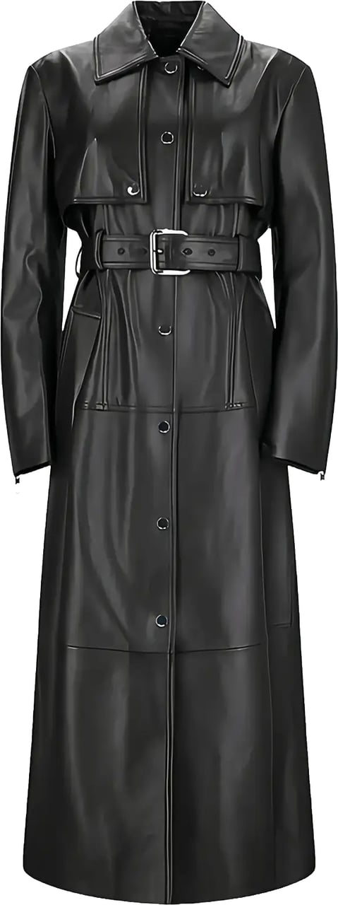 Sportmax Leather Trench Black Zwart