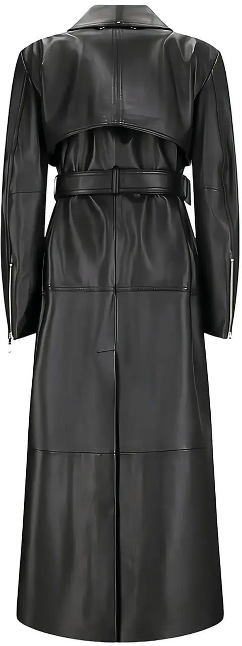 Sportmax Leather Trench Black Zwart