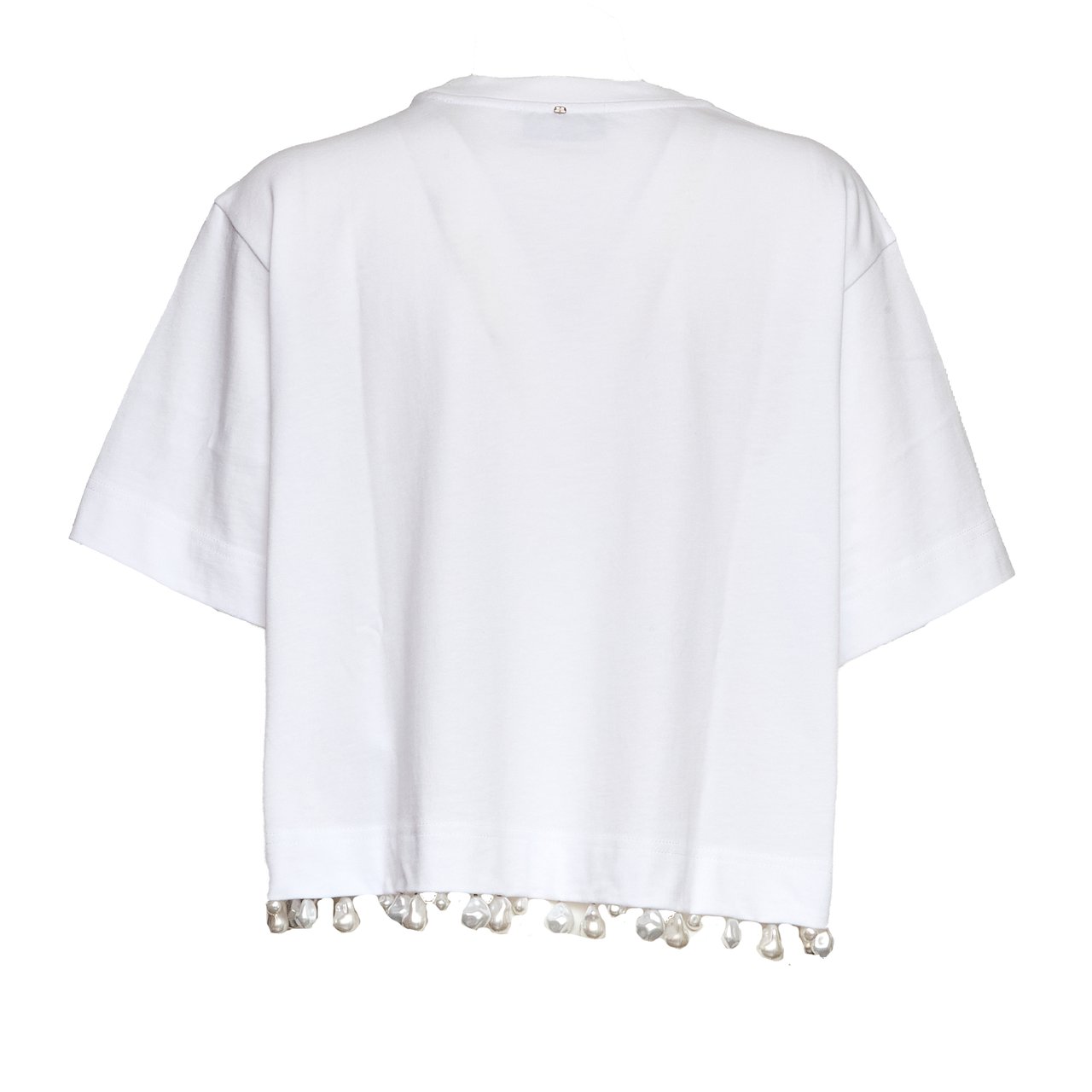 Sportmax Palmas Baroque Pearl Embroidered T-Shirt Wit