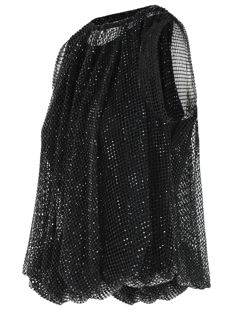 Sportmax 'Nodo' Mesh Top With Black Crystals Zwart