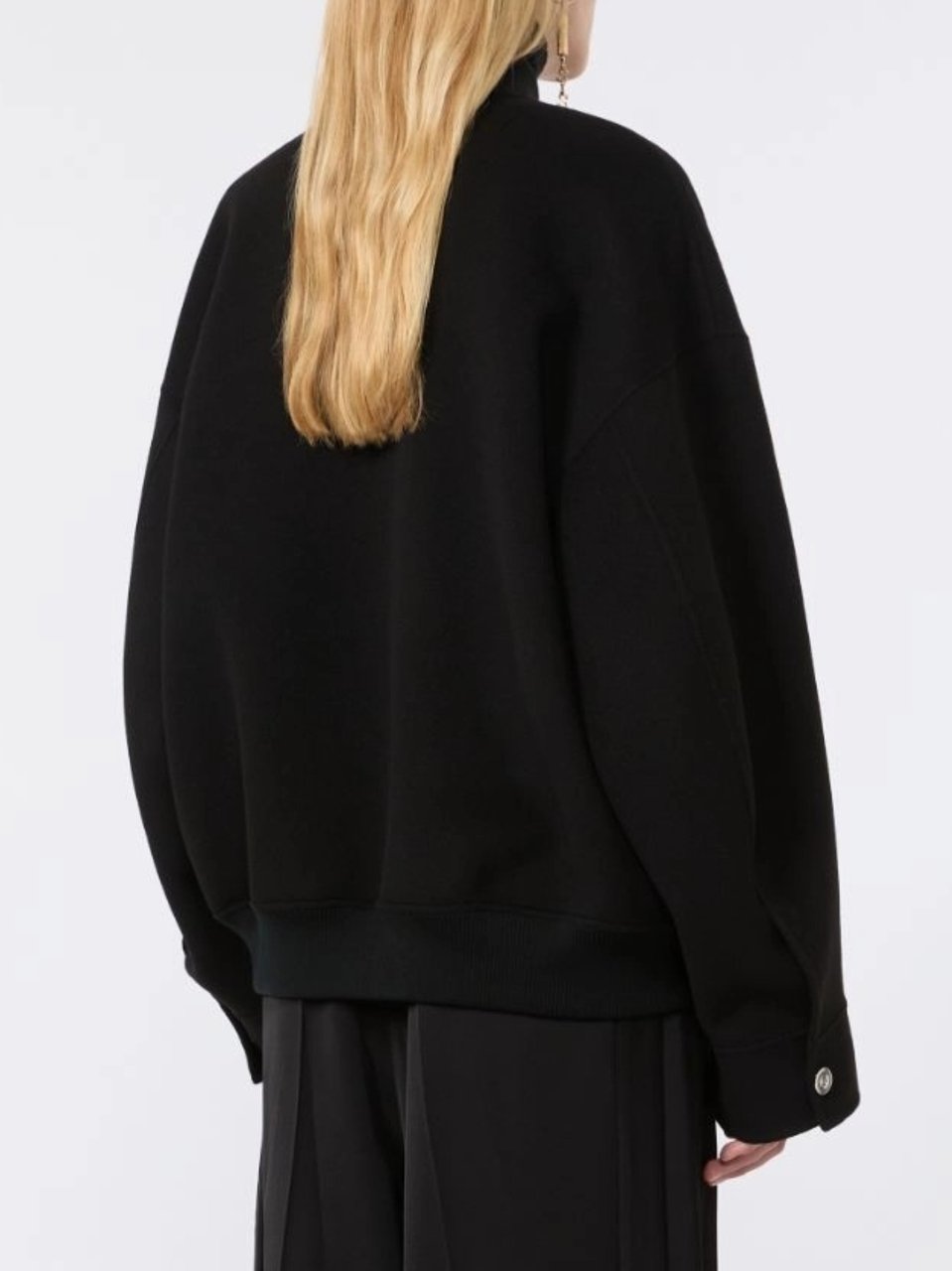 Sportmax Black Bomber Spxondata Oversized Jacket Zwart