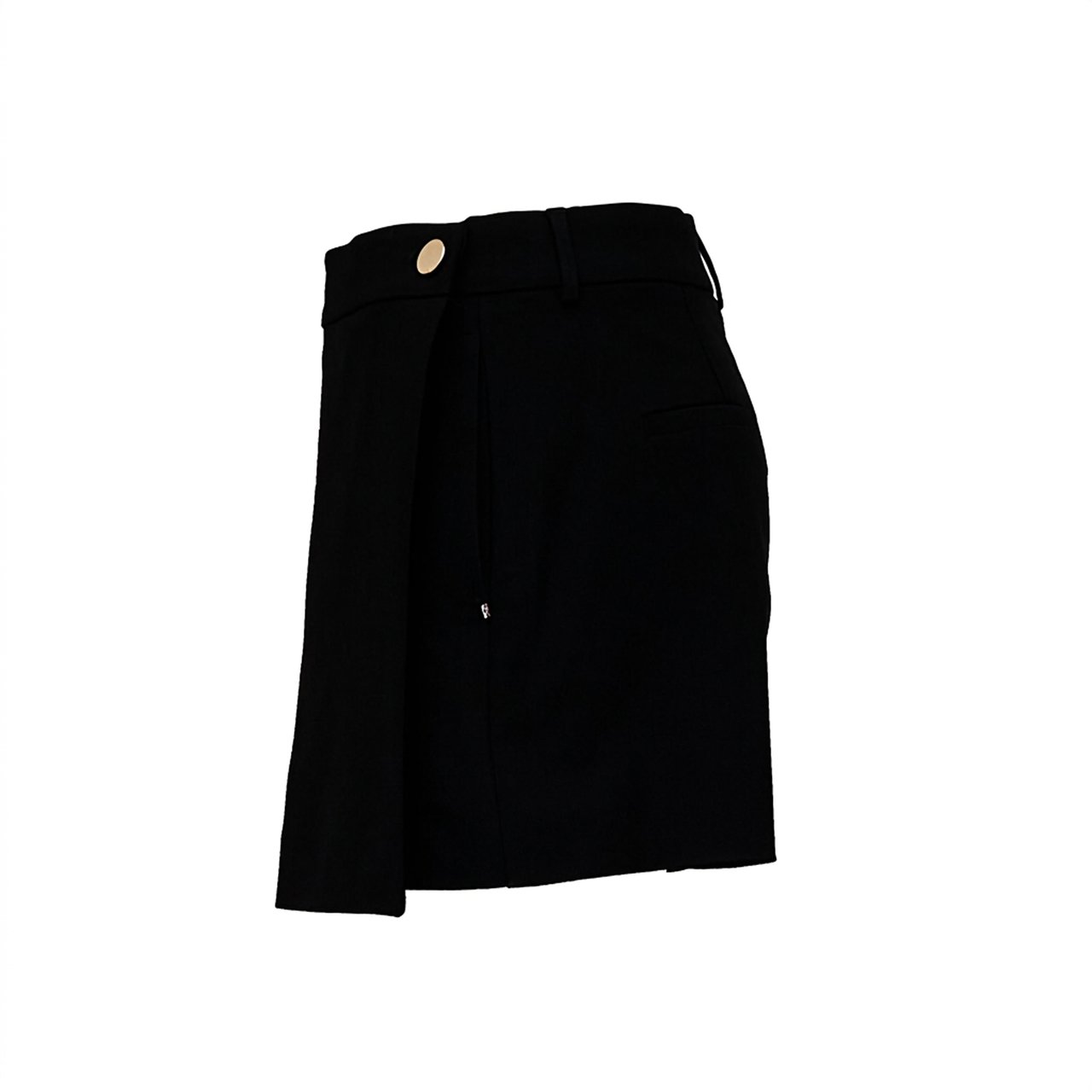 Sportmax Twill Viscose Shorts with Custom Waistband and Removable Panel Zwart