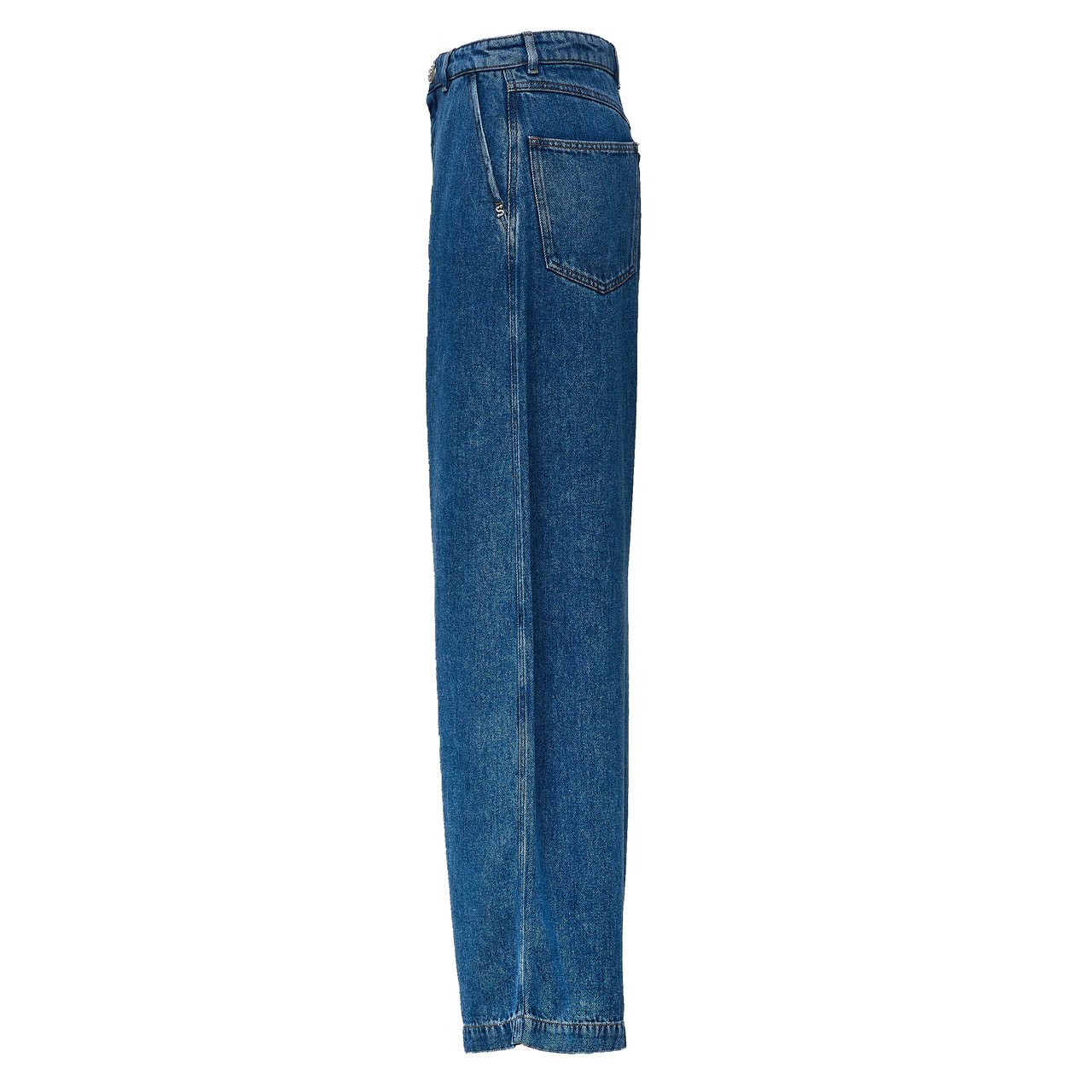 Sportmax Wide-Leg Denim Jeans with Vintage Wash and Tobacco Stitching Blauw