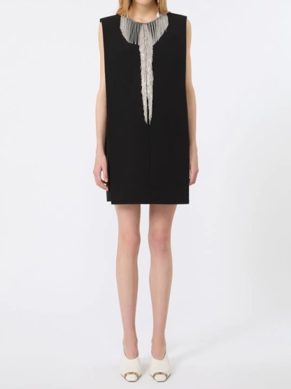 Sportmax Black Sequin Sleeveless Mini Dress Zwart