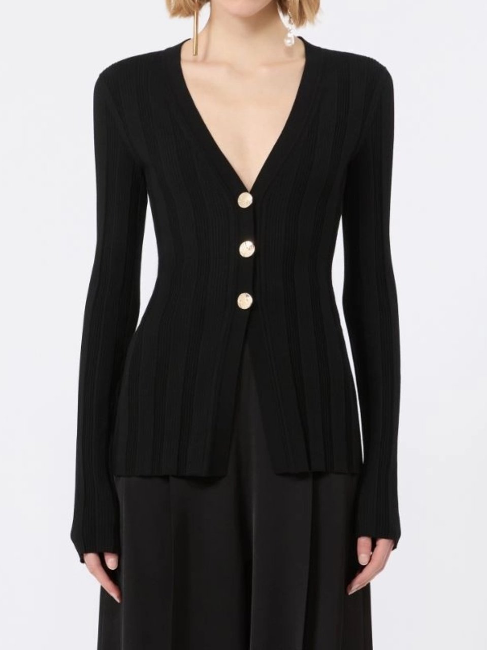 Sportmax Black Spxlaser Ribbed Knit Cardigan Zwart