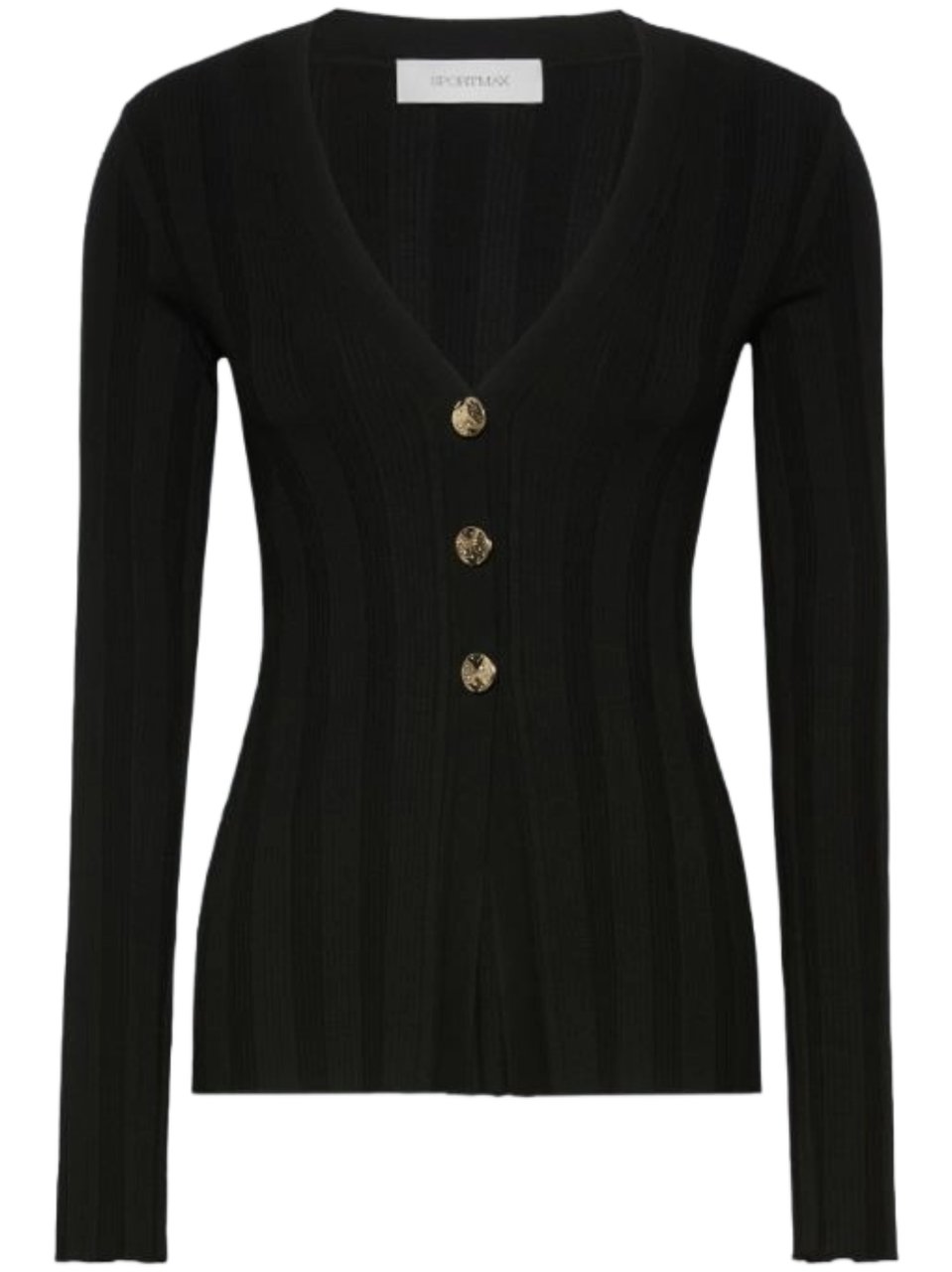 Sportmax Black Spxlaser Ribbed Knit Cardigan Zwart