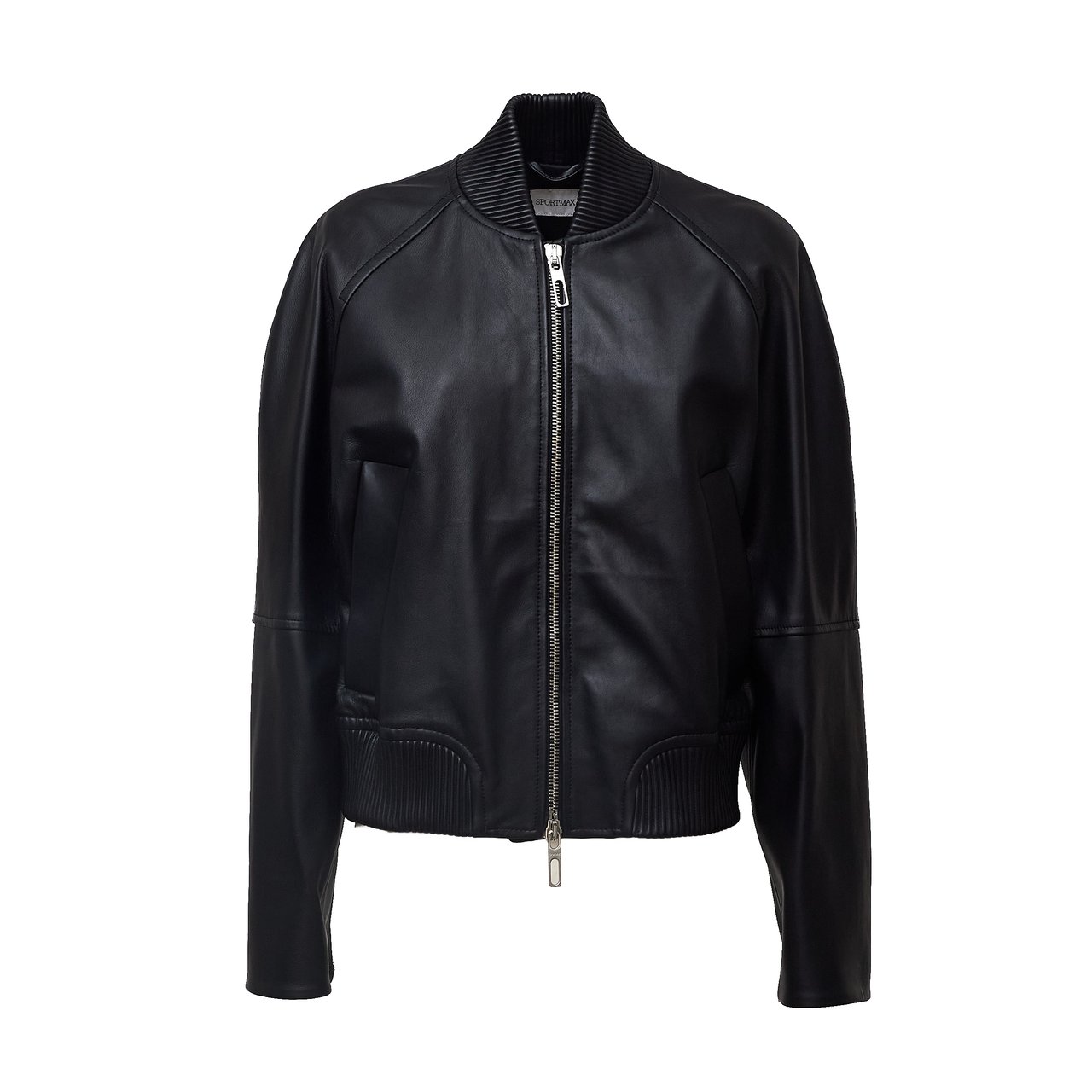Sportmax Sheep Nappa Leather Jacket with Elastic Quilted Detailing Zwart